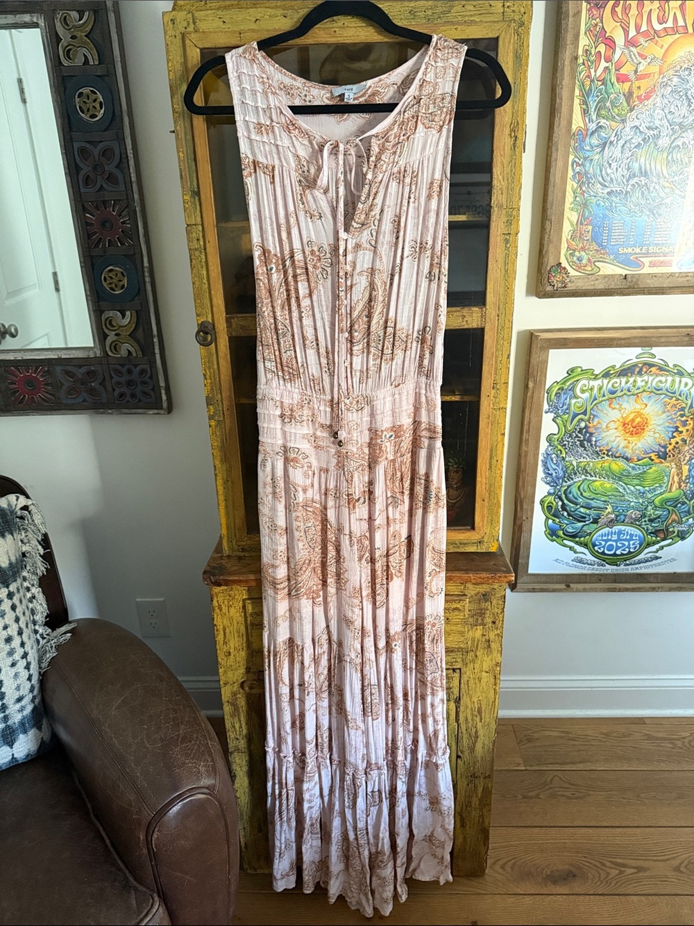 Fate Pink Paisley Sleeveless Maxi Jumpsuit with Tan Print